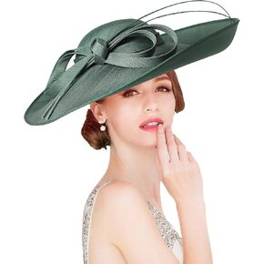 F FADVES Royal Ladies Sinamay Weddings Hats Fascinators Big Brim Kentucky Church Fedoras Hat