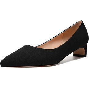 MODENCOCO Womens Pointed Toe Casual Slip On Fashion Wedding Suede Chunky Low Heel Pumps Dressy Shoes 1.5 Inch