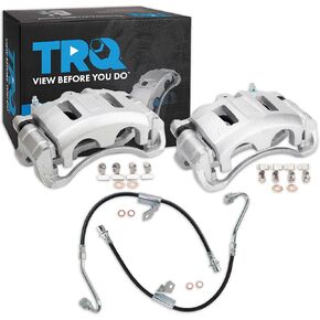 TRQ Front Brake Caliper Set Brake Hose Compatible with 2000-2005 Chevrolet Blazer 2000-2004 S10 2000-2001 GMC Jimmy Sonoma Oldsmobile Bravada