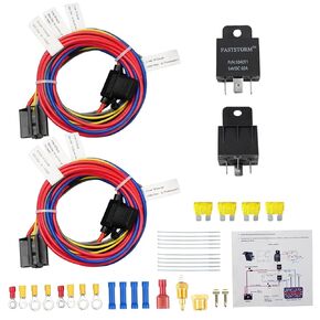 Dual Electric Fan Relay Kit Electric Radiator Fan Kit Temperature Sensor Switch 185 On 175 Off Automotive Wiring Kit 60 Amp Cooling Fan Relay Switch Kit 4 Pin Waterproof Relay Kit