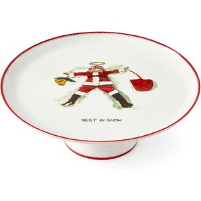 Spode Kit Kemp Doodle 10.7" Cake Stand - Best in Snow Doodle - Whimsical Santa Illustration, Fine China Cake Display for Elegant Dessert Presentation - Ideal for Celebrations & Special Occasions