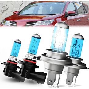 Compatible With Toyota RAV4 2001-2005 Headlight Bulbs, 9003/H4 High/Low Beam Halogen + 9006 Fog Lights, 4 Pack