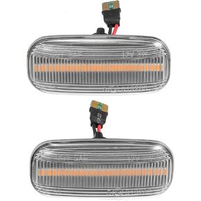 Car LED Side Marker Repeater Turn Signal Light 8E0949127 Sequential Flowing for Audi A4 2002-2009 ABS PC Clear Lens Amber Light (Set of 2)