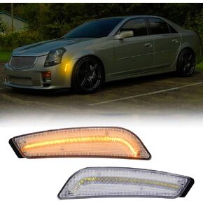 LED Front Bumper Side Marker Light Compatible with 2003-2007 CTS CTS-V Smoked Lens Side Marker Lights