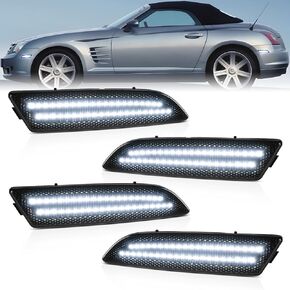 LED Side Marker Light Compatible with Chrysler Crossfire 2004-2008 Smoked Lens Front Rear Fender Bumper Lamps