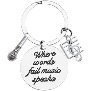 Infinity Collection Music Keychain Gift - Musically Keychain- Treble Clef Jewelry - Singer Microphone Keychain, Music Lover Gifts