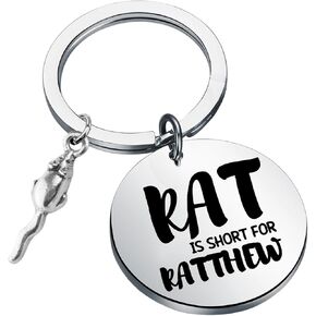 MAOFAED Rat Gift Funny Meme Keychain Rat Is Short For Ratthew Rat Lover gift Rat Jewelry Rat Mom Rat Dad Gift