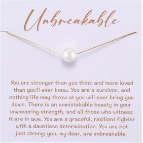 Unbreakable Strength Pearl Necklace for Her, Encouragement Cancer Survivor Recovery Gifts, Tough Times Gifts, Get Well Soon Gift for Divorcees Warriors Badass Women, Cheer Up Gift