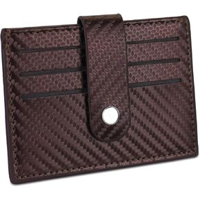 Credit Card Holder for Men, Carbon Fiber Neutral Card Holder Wallet with 6 Card Slots and Buckle, Ultra Thin Wallet for Coin and ID Cards (Black)
