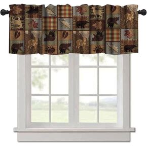 Valance Curtains Lodge Bear Moose Deer Country Style Farmhouse Art Valances for Bedroom Window Valance for Kitchen Bathroom Living Room Dining Room Valances for Windows 54X18 Inches