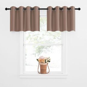 NICETOWN Blackout Valance for Small Window - Grommet Top Window Treatment Blackout Tier Panel Drape for Bedroom (One Pcs, W52 x L18-Inch + 1.2-Inch Header, Cappuccino)