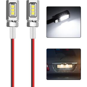LED License Plate Light,License Tag Screw Bolt Lamp,12V White LED Bulb, Waterproof/Rainproof IP68 Aluminium Light Holder, Legal for Car Motorcycle Truck RV ATV Bike 2PCS (Silvery)