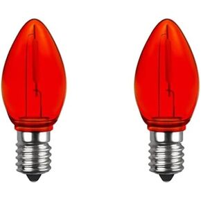 5 Pack C7 Yellow LED Replacement Christmas Light Bulbs,E12 Candelabra Base, Shatterproof Plastic, for Christmas Outdoor String Lights (Yellow)
