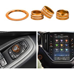 for Subaru Crosstrek 2024 2025 Accessories Volume Tune Knob for Subaru Impreza 2024 Accessories Engine Start Stop Button Outer Ring（Red，3pcs Volume Tune*2+Start Button Outer Ring）