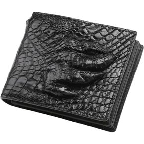 Luxury Real Crocodile Leather Men Wallet Alligator Skin Bifold Wallet Men's Short Wallet Purses (Back black)