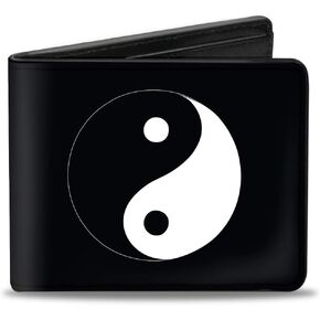 Buckle-Down Men's Wallet, Bifold, Yin Yang Symbol Black White, Vegan Leather, Multi, 4.0" x 3.5"