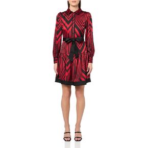 KARL LAGERFELD Women's Button Front Long Sleeve Collared Shirt Dress