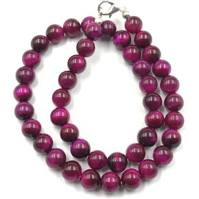 Natural Pink Star Tiger Eye Gemstone Round Beaded Stretchable 15.5" Inches Choker Necklace For Women, Unisex Necklace, Handmade Designer Necklace For Gift, Christmas Gift,Friendship ,Couple Necklace