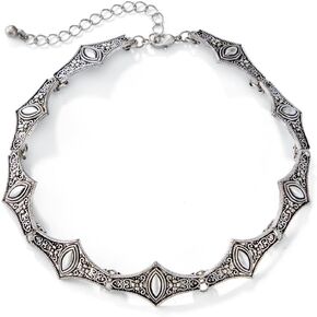 SAGEFINDS Genuine Marcasite Choker Necklace, Sparkling Silver Neck Collar, Jewelry for Women