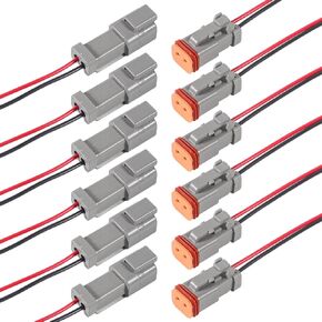4 Sets 6 Pin Connector Kit Waterproof Electrical Connector 16 AWG Male and Female Automotive Wire Connectors for Car Truck Motorcycle Marine Boat and other wire connection