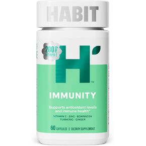 Habit Immunity Supplement 2 Pack (120 Capsules) - New Look, Echinacea, Elderberry, Turmeric, Zinc Blend to Support Immune Health and Antioxidant Levels, Vegan, Non-GMO