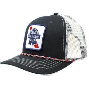 PBR Trucker Hat, Dark Navy/White, Mesh Back, Adjustable Snapback