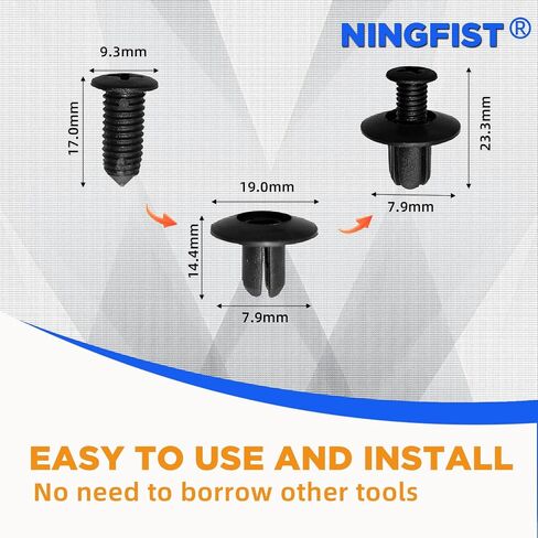 20pcs Fender Liner Door Trim Panel Bumper Shield Retainer Fastener Rivet Push Type Clips for Elantra Genesis Sonata Santa Mazda 3 Mazda 6 Ford MB-455-56143 & W705845-S300 in Saudi Arabia
