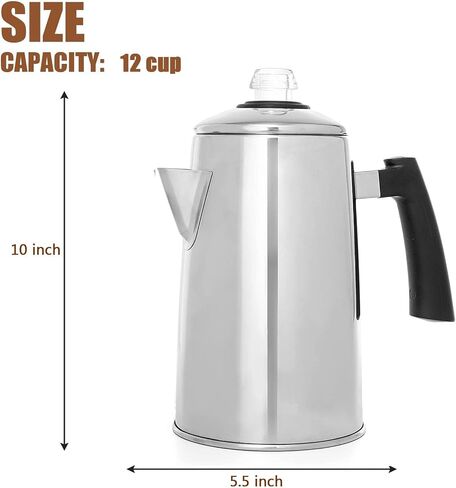 Percolator Coffee Pot,304 Stainless Steel Coffee Percolator for Camping Outdoor Traveling Stovetop Fast Brew Kettle 9 Cups in Saudi Arabia