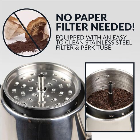 Percolator Coffee Pot,304 Stainless Steel Coffee Percolator for Camping Outdoor Traveling Stovetop Fast Brew Kettle 9 Cups in Saudi Arabia