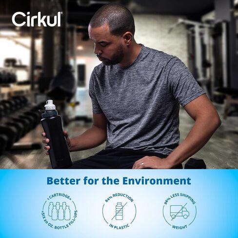 Cirkul 32oz. Chameleon Stainless Steel Water Bottle Starter Kit with Green Lid, 2 Flavor Cartridges (1 LifeSip Blackberry Blueberry, 1 GoSip Berry Blue Punch) Zero Calories and No Sugar in Saudi Arabia