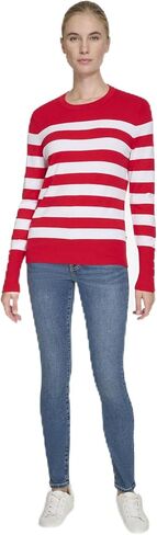 Nautica Women's Stripe Long Sleeve Crewneck Sweater in Saudi Arabia
