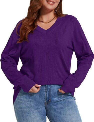 MONNURO Plus Size Women's Fall Sweater Long Sleeve Crewneck Pullover Sweater Tops Cozy Knit Outfit in Kuwait