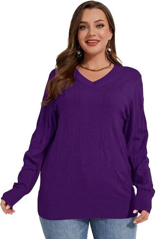 MONNURO Plus Size Women's Fall Sweater Long Sleeve Crewneck Pullover Sweater Tops Cozy Knit Outfit in Kuwait