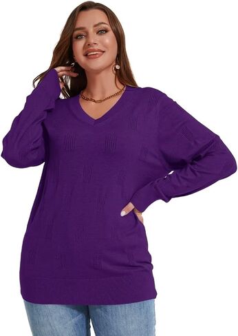 MONNURO Plus Size Women's Fall Sweater Long Sleeve Crewneck Pullover Sweater Tops Cozy Knit Outfit in Kuwait