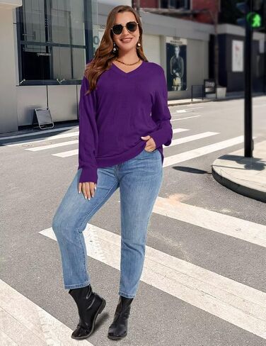 MONNURO Plus Size Women's Fall Sweater Long Sleeve Crewneck Pullover Sweater Tops Cozy Knit Outfit in Kuwait