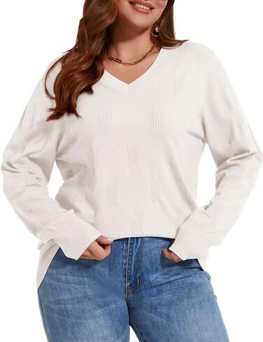 MONNURO Plus Size Women's Fall Sweater Long Sleeve Crewneck Pullover Sweater Tops Cozy Knit Outfit in Kuwait