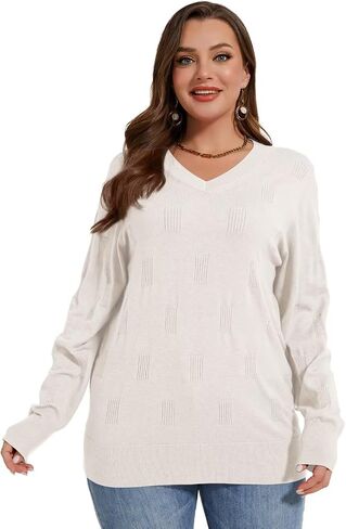 MONNURO Plus Size Women's Fall Sweater Long Sleeve Crewneck Pullover Sweater Tops Cozy Knit Outfit in Kuwait