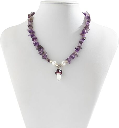 Mushroom Necklace for Women Amethyst Choker Necklace Purple/Brown Necklaces Trendy Jewelry in Saudi Arabia