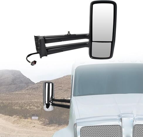 Door Mirror with Arm Replacement for 2013-2021 Kenworth T680 T880 W990, Semi Trucks Kenworth Accessories Electric with Heater,Chrome,Passenger/Right Side in Saudi Arabia