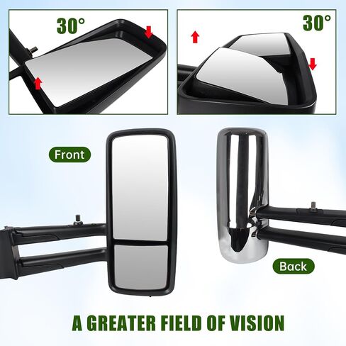 Door Mirror with Arm Replacement for 2013-2021 Kenworth T680 T880 W990, Semi Trucks Kenworth Accessories Electric with Heater,Chrome,Passenger/Right Side in Saudi Arabia