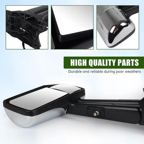Door Mirror with Arm Replacement for 2013-2021 Kenworth T680 T880 W990, Semi Trucks Kenworth Accessories Electric with Heater,Chrome,Passenger/Right Side in Saudi Arabia