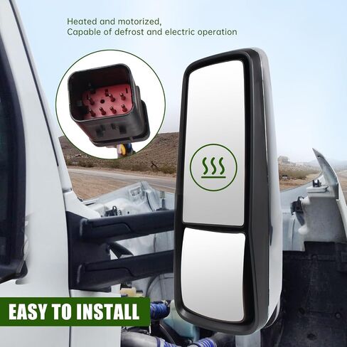Door Mirror with Arm Replacement for 2013-2021 Kenworth T680 T880 W990, Semi Trucks Kenworth Accessories Electric with Heater,Chrome,Passenger/Right Side in Saudi Arabia