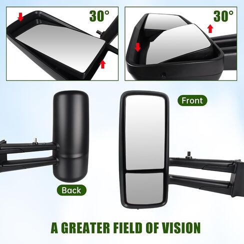 Door Mirror with Arm Replacement for 2013-2021 Kenworth T680 T880 W990, Semi Trucks Kenworth Accessories Electric with Heater,Chrome,Passenger/Right Side in Saudi Arabia