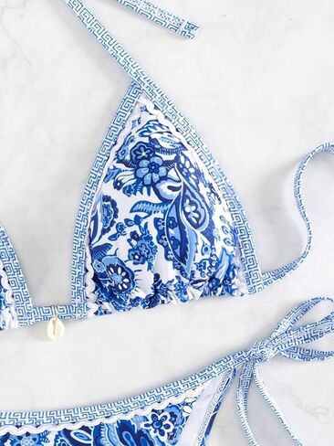 Women's Floral Printed Bathing Suit Halter Paisley Summer Swimsuit Bikinis Set Yellow XS in Kuwait