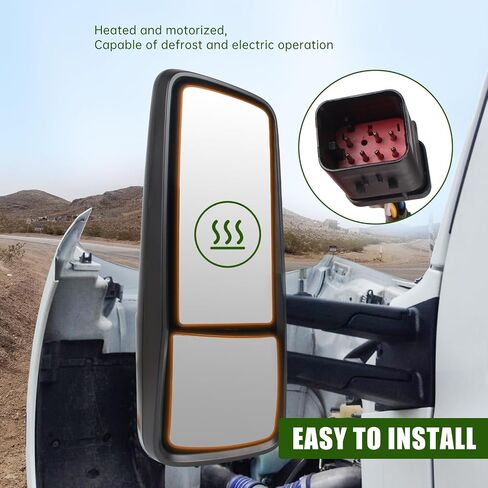 Door Mirror with Arm Replacement for 2013-2021 Kenworth T680 T880 W990, Semi Trucks Kenworth Accessories Electric with Heater,Chrome,Passenger/Right Side in Saudi Arabia
