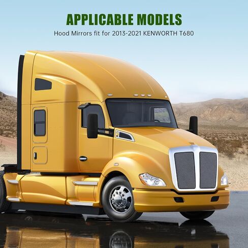 Door Mirror with Arm Replacement for 2013-2021 Kenworth T680 T880 W990, Semi Trucks Kenworth Accessories Electric with Heater,Chrome,Passenger/Right Side in Saudi Arabia