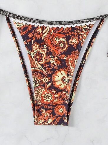 Women's Floral Printed Bathing Suit Halter Paisley Summer Swimsuit Bikinis Set Yellow XS in Kuwait