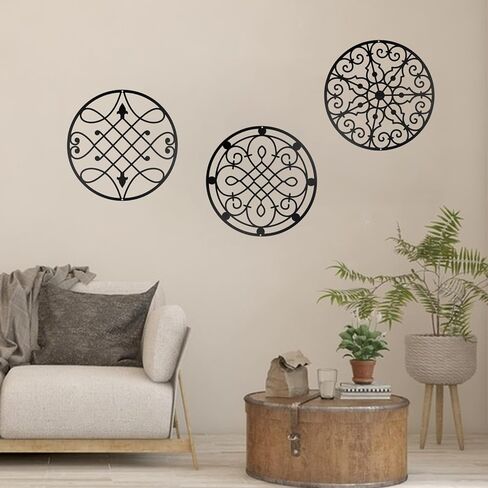 YIYA قطعتين من ديكور الحائط المعدني الأسود مجردة من Boho معدن جدار الفن المعدني الهندسي جدار ديكور خط واحد ديكور فني لغرفة النوم وغرفة المعيشة والحمام والشرفة in Kuwait