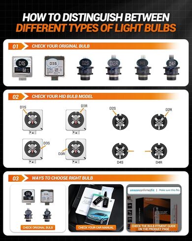 مصابيح SEALIGHT D4S HID، 66440 42402 42402WX (‎42402C1) لتجميع HID 6000K أبيض بارد مع حجم صغير 1:1، التوصيل والتشغيل، حزمة من 2 in Kuwait