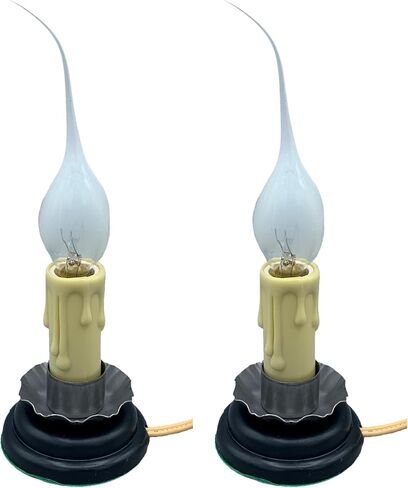 Creative Hobbies 5 Inch Electric Rustic Country Candle Lamp with On/Off Switch, 5 Foot Ivory Cord, Metal Base and 5W Clear Bulb Included (2) in Kuwait